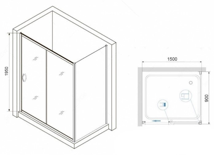 Душевой уголок RGW Passage PA-76-1 150x90 профиль хром стекло прозрачное 350876159-11 - 2