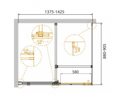 Душевой уголок Cezares Stream 140х90 хром  STREAM-AH-1-140/90-C-Cr - 1