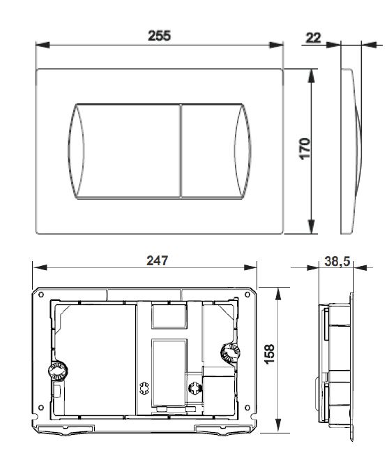 ACTIVE Смывная клавиша PL 62B для ПЭК, хром глянец 8901160B1 - 1