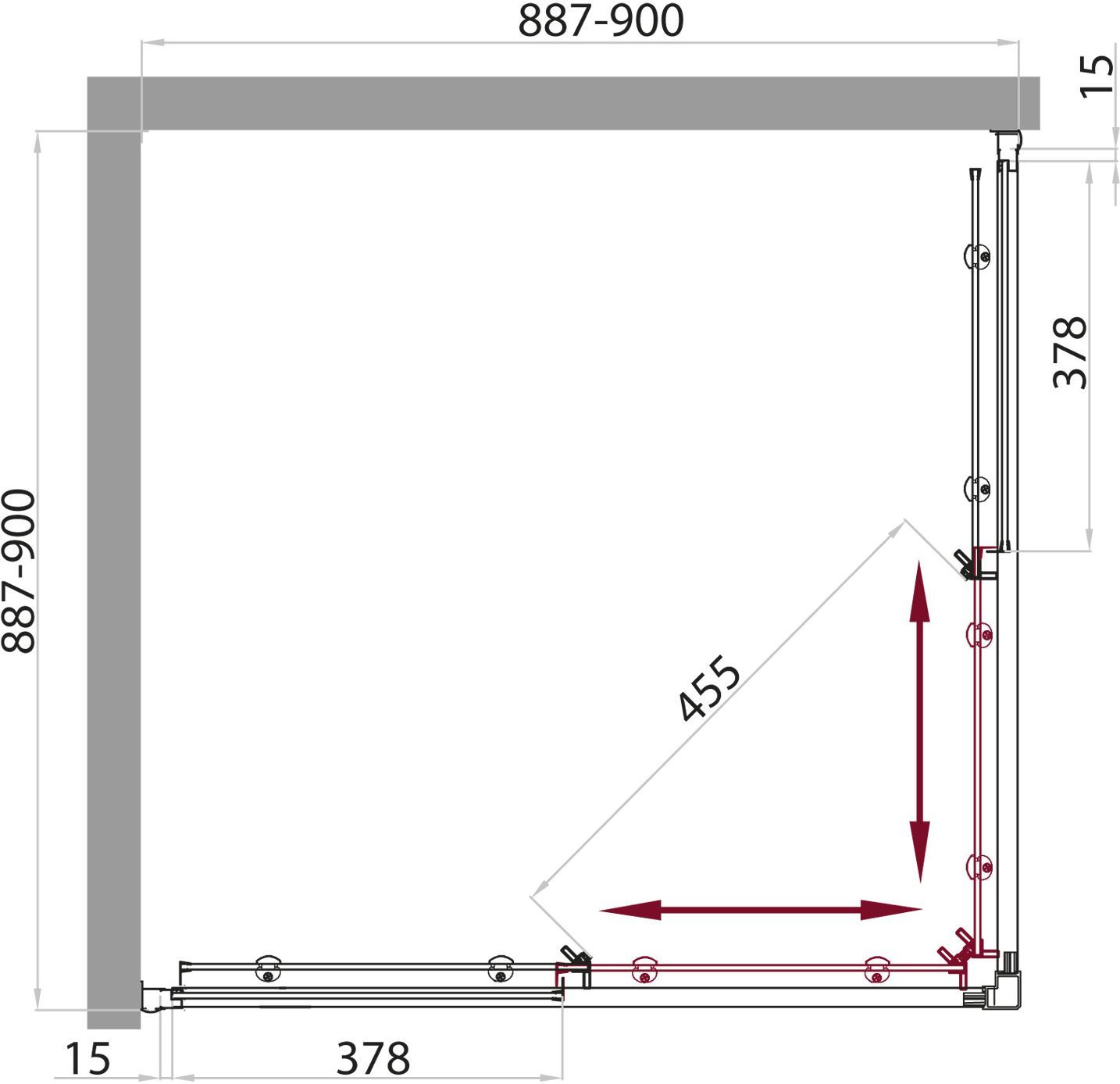 Душевая кабина BelBagno Uno Cab A 2 90 C Cr TOP UNO-CAB-A-2-90-C-Cr-TOP - 14