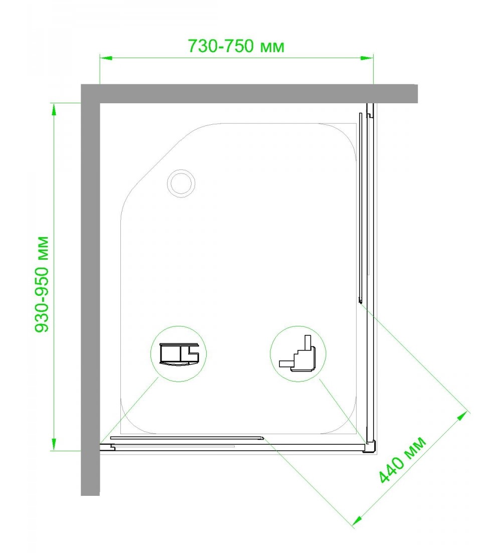 Душевой уголок Royal Bath HPD 75x95 профиль черный стекло матовое RB9575HPD-C-BL - 3