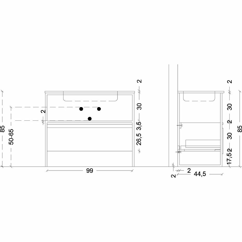 Тумба Armadi Art Loft 100 подвесная белый 894-100-W - 3