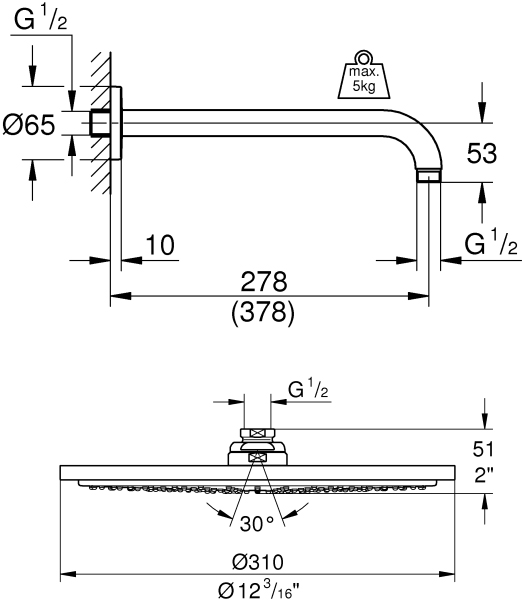 Верхний душ Grohe Rainshower 26066DC0 - 3