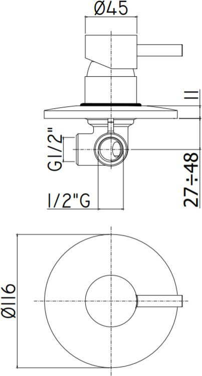 Смеситель Paffoni Light LIG011CR С ВНУТРЕННЕЙ ЧАСТЬЮ, для душа - 1