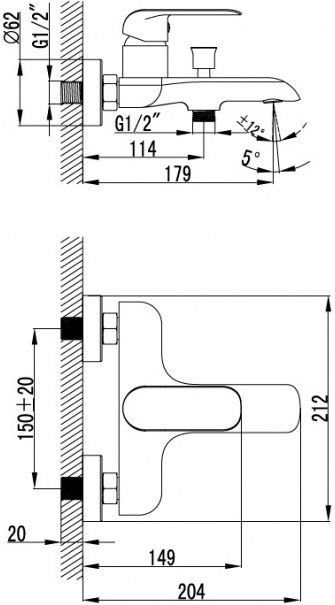 Смеситель Iddis Calipso для ванны с душем CALSB00I02WA - 1