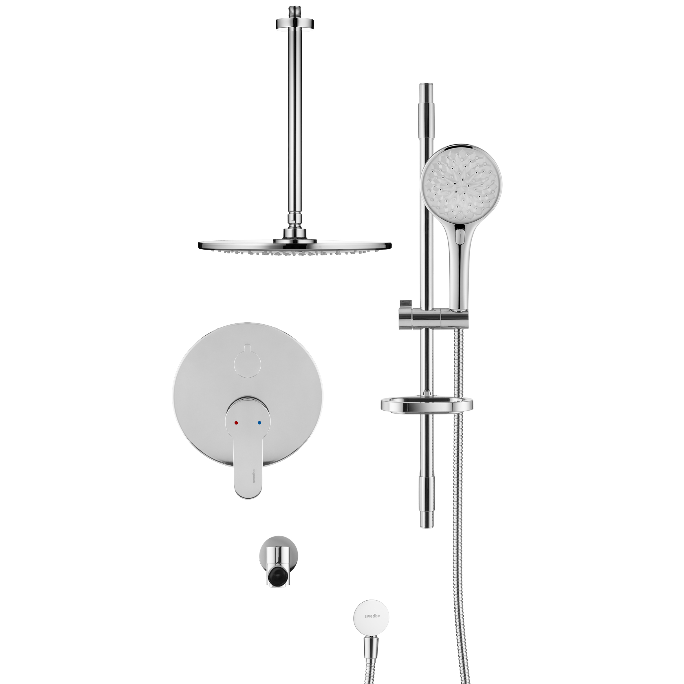 Swedbe Platta Душевой комплект со встроен.смесит. (с монтаж.боксом), верх.душем и повор.изливом 5543 - 0