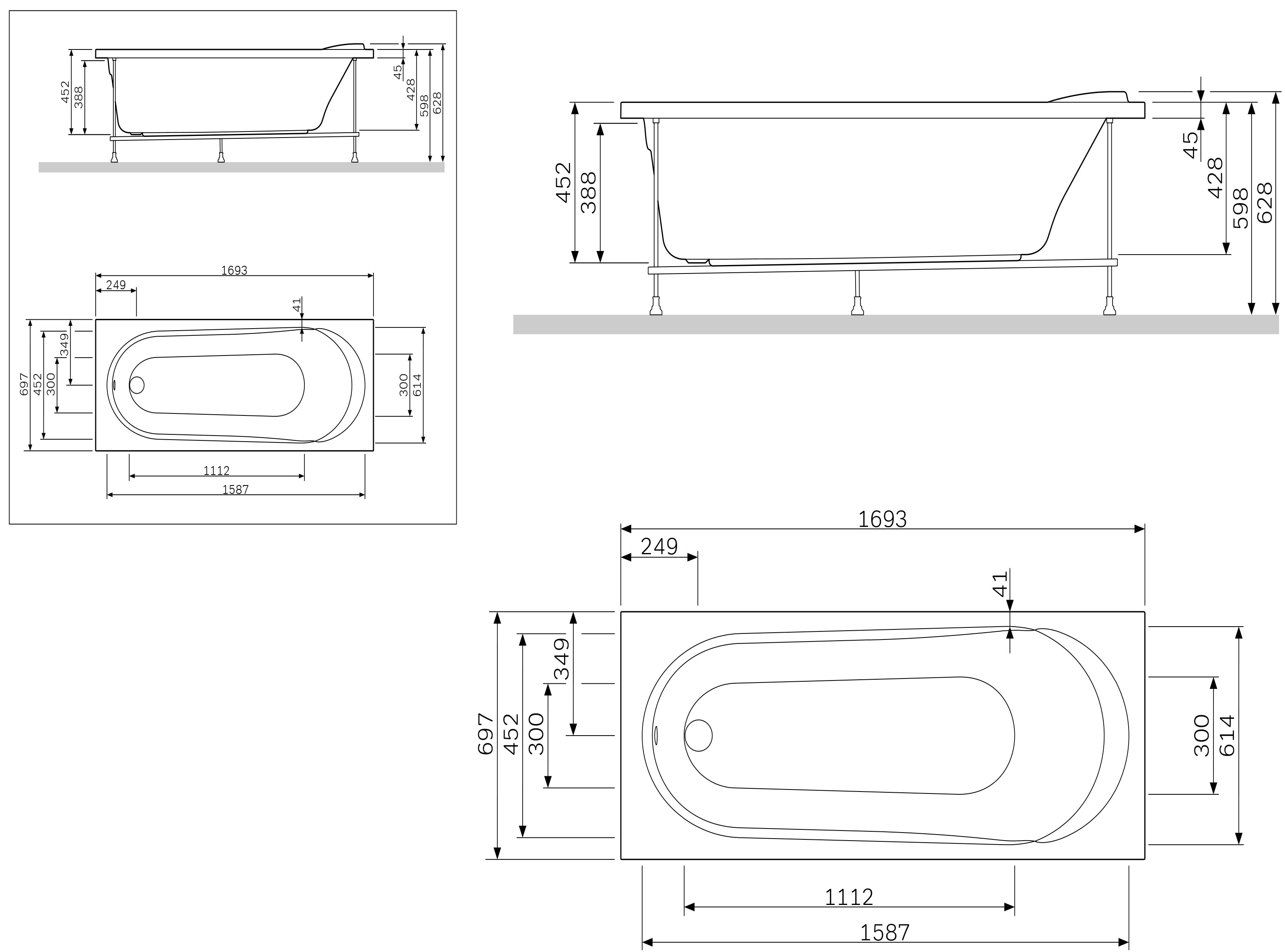 Экран для ванны фронтальный AM.PM Spirit  W85A-170-070W-P - 2