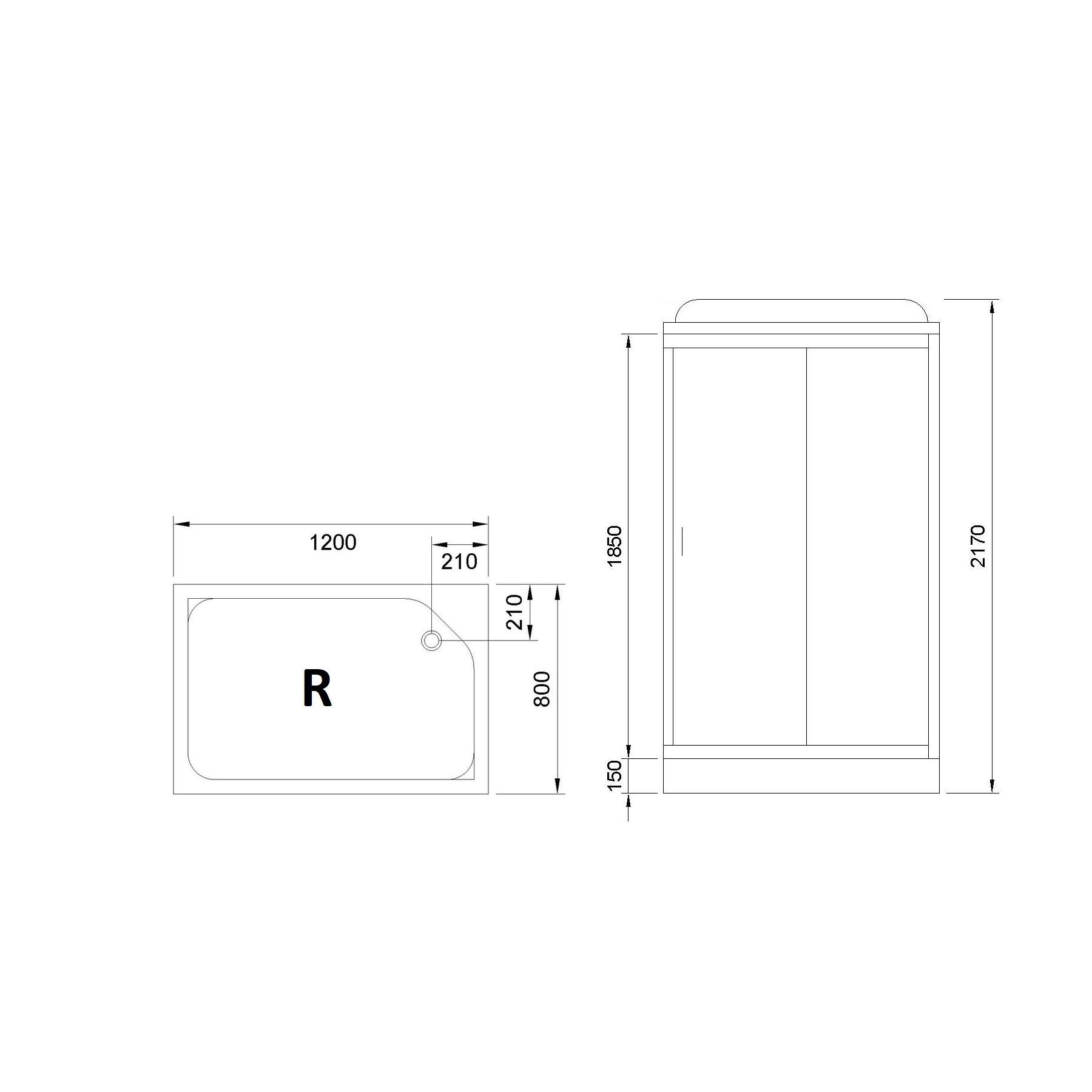 Душевая кабина Royal Bath 120х80 R профиль хром стекло прозрачное с гидромассажем RB8120HP2-T-CH-R - 3