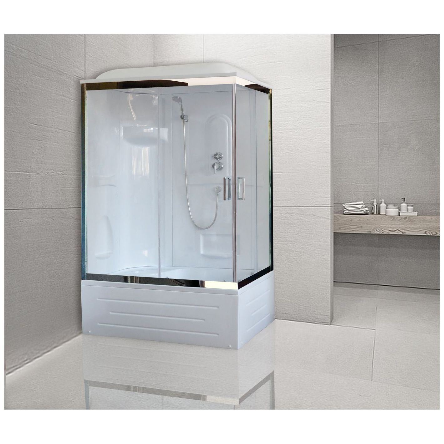 Душевая кабина Royal Bath BP 100x80 L профиль хром стекло прозрачное RB8100BP1-T-CH-L - 1