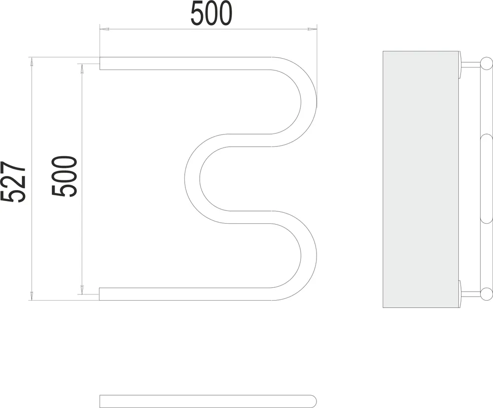 Водяной полотенцесушитель Terminus M-образный 500x500 Хром 4620768880490 - 2