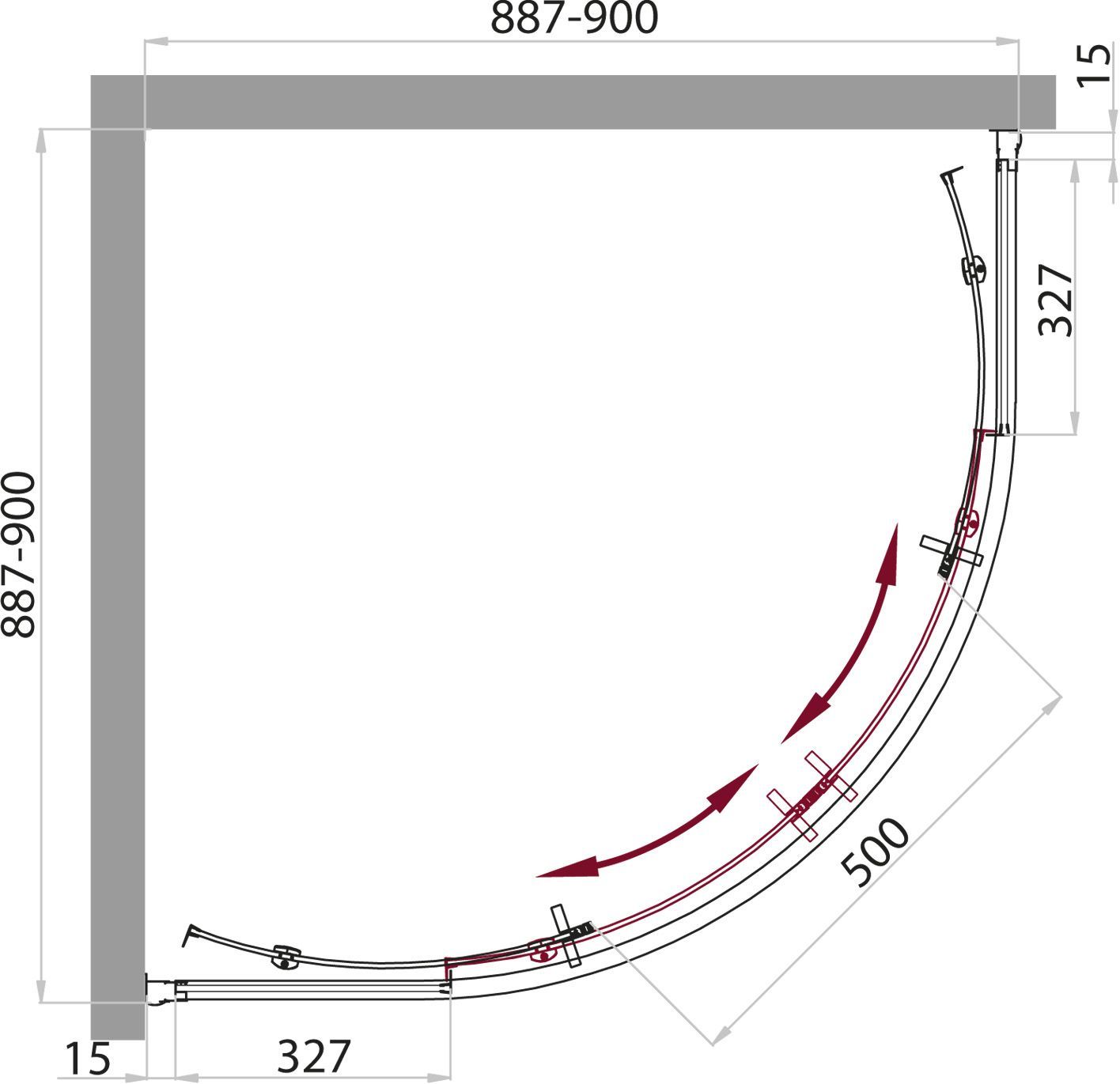 Душевая кабина BelBagno Uno Cab R 2 90 C Cr TOP UNO-CAB-R-2-90-C-Cr-TOP - 15