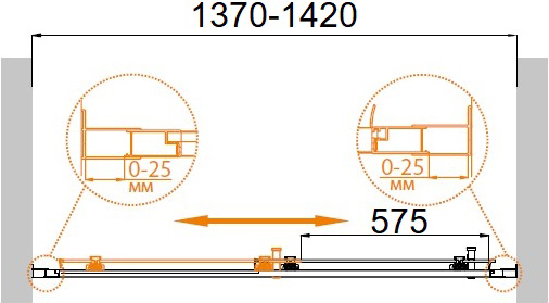 Душевая дверь в нишу Cezares Molveno BF 1 140 C Cr IV MOLVENO-BF-1-140-C-Cr-IV - 2