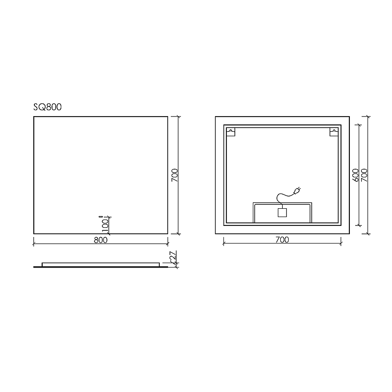 Зеркало Sancos Square 80х70 с подсветкой SQ800 - 2