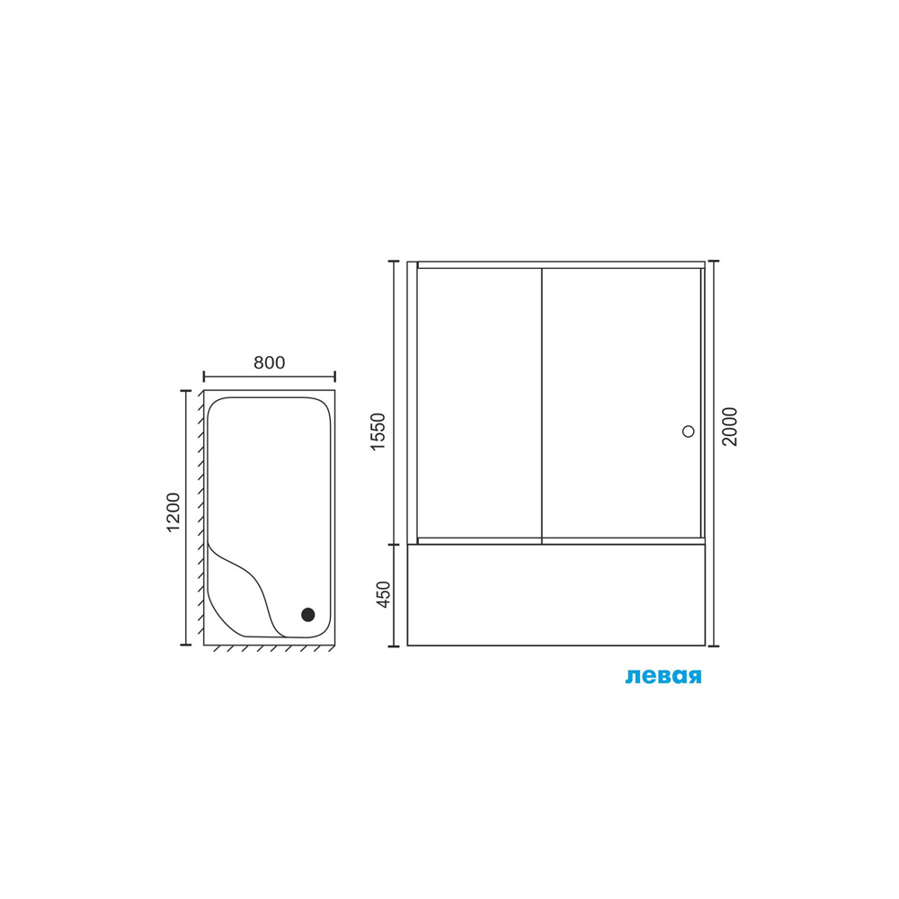 Душевой угол Royal Bath BP 120x80 L профиль черный стекло прозрачное RB8120BP-T-BL-L - 4