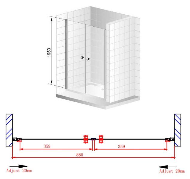 Душевая дверь в нишу Cezares ELENA-W-B-2-90-P-Cr - 6
