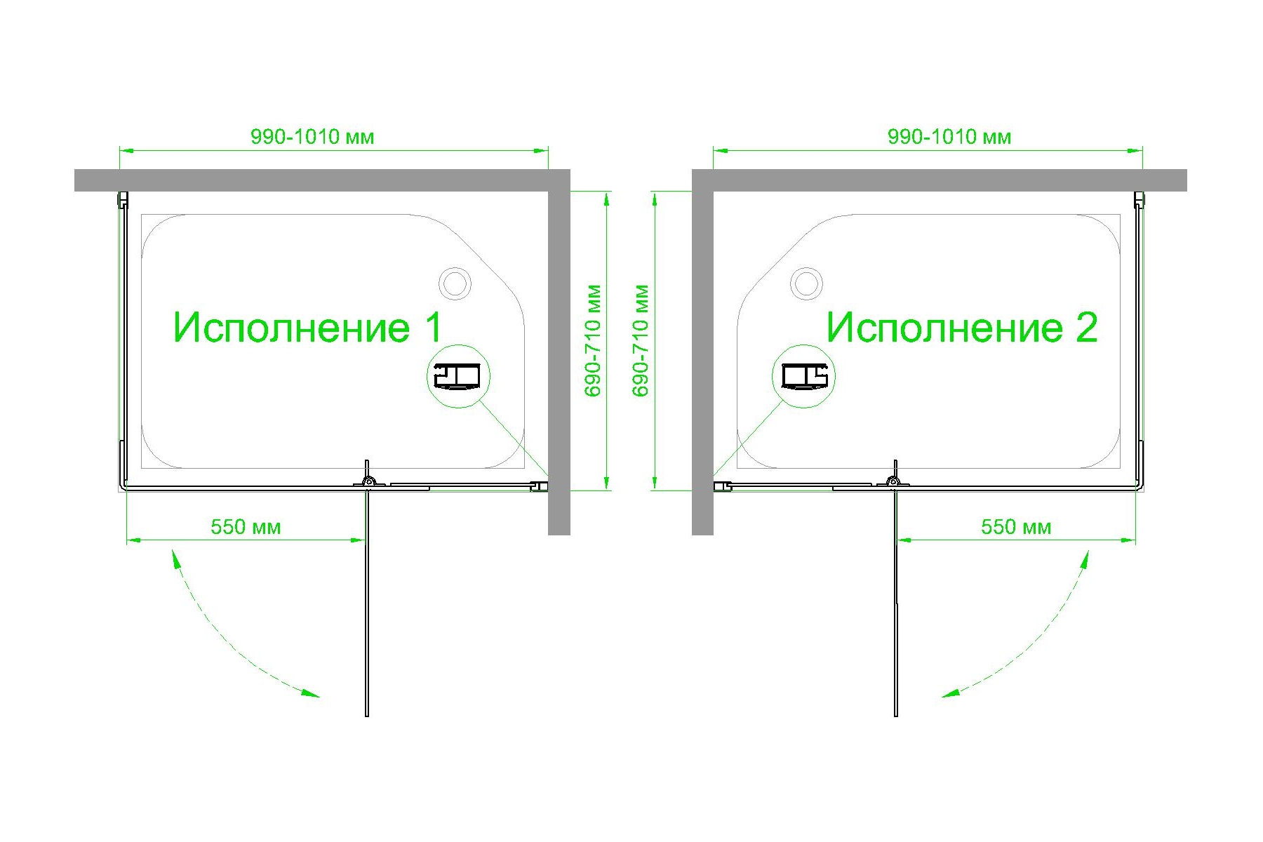 Душевой уголок Royal Bath HPVD 100х70х185 профиль белый стекло матовое RB7010HPVD-C - 3