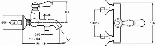 Смеситель Jacob Delafon Louise E24363-CP для ванны с душем - 1