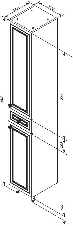 Шкаф-пенал Damixa RedBlu Palace One 30 с бельевой корзиной M41CSR0303WG - 3