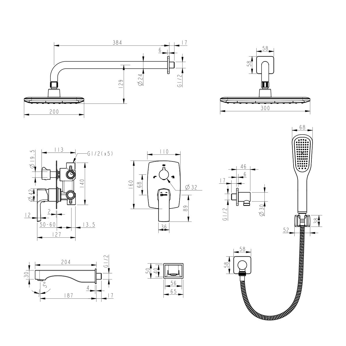 Душевой комплект Lemark Ursus LM7222BL - 1