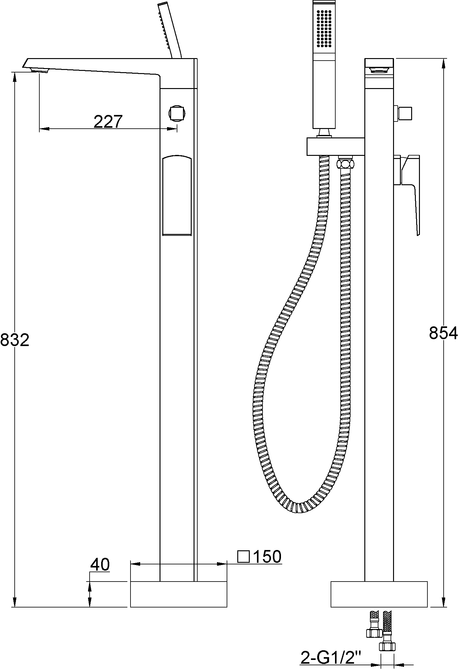 Смеситель для ванны с душем BelBagno Arlie ARL-FMTA-CRM напольный - 1