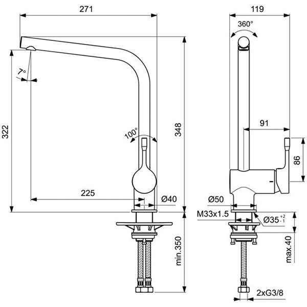 Смеситель для кухни Ideal Standard Ceralook хром  BC174AA - 1