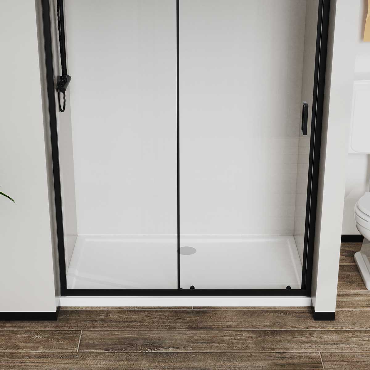 Душевая дверь в нишу Vincea City 120х195 профиль черный стекло прозрачное  VDS-5CT120CLB - 3