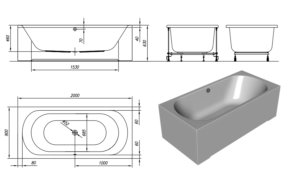 Ванна акриловая Kolpa San Betty 190x90 белый 5061-01 - 2