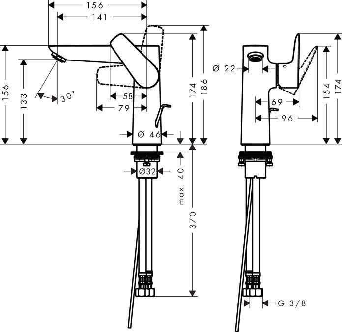 Смеситель Hansgrohe Talis E 71754000 для раковины, с донным клапаном - 1