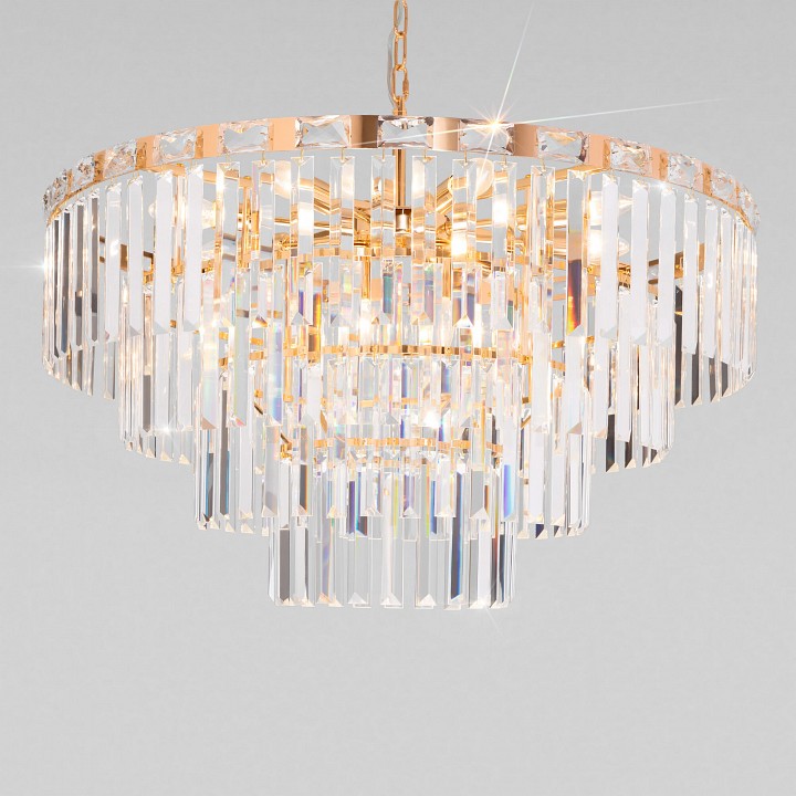 Подвесная люстра Eurosvet Elegante 10130/10 золото/прозрачный хрусталь Strotskis - 0
