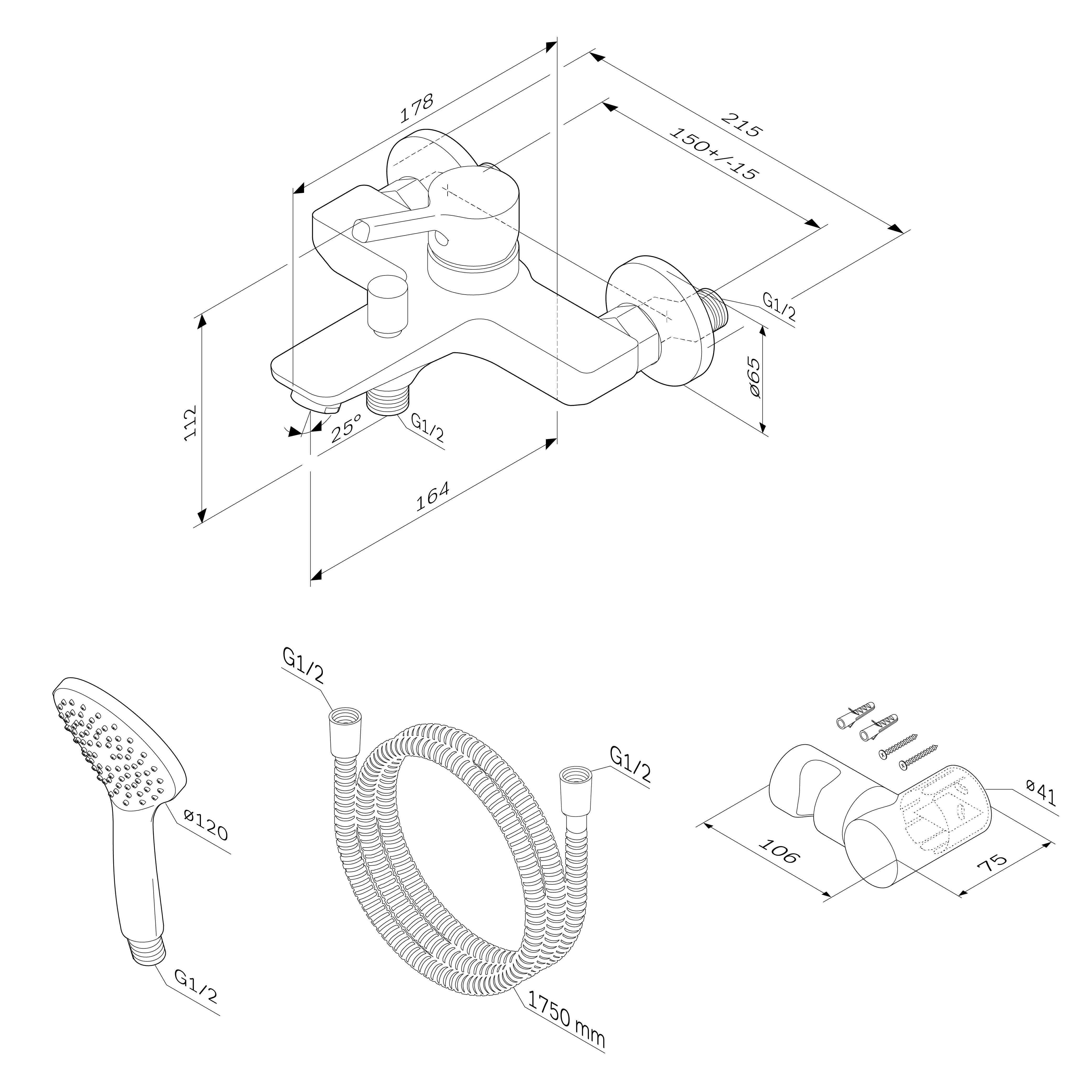 Смеситель AM.PM X-Joy S F85B15000 для ванны с душем - 7