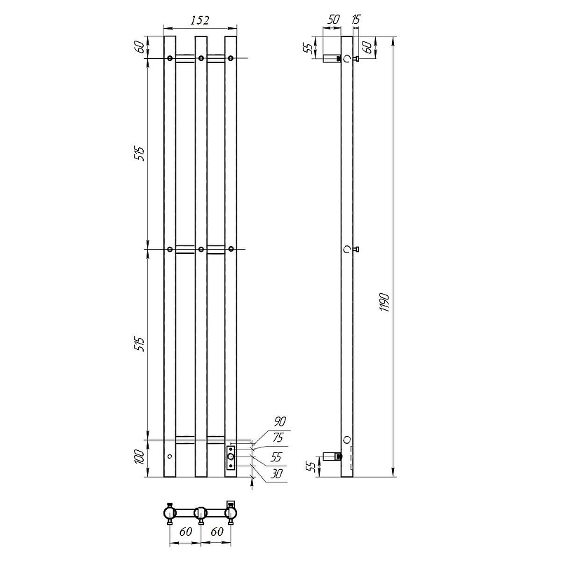 Полотенцесушитель электрический Point Деметра 120х120 белый PN12822W - 2