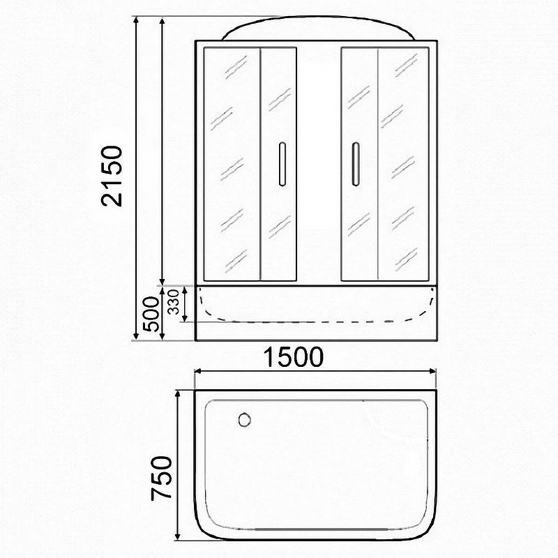 Душевой бокс Parly Effect 150х75 белая стекло матовое BNE150FR - 2