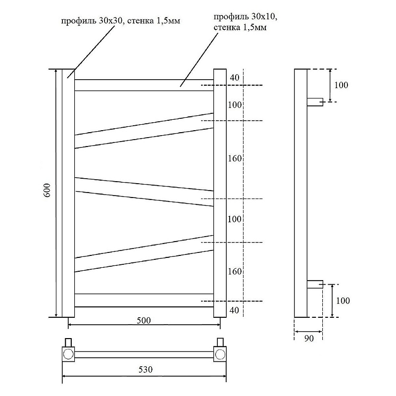 Полотенцесушитель электрический Point Феникс 50х60 хром PN15156E - 1