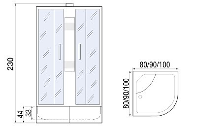 Душевая кабина с поддоном River Nara Б/К XL 100/44 MT  10000006203 - 4