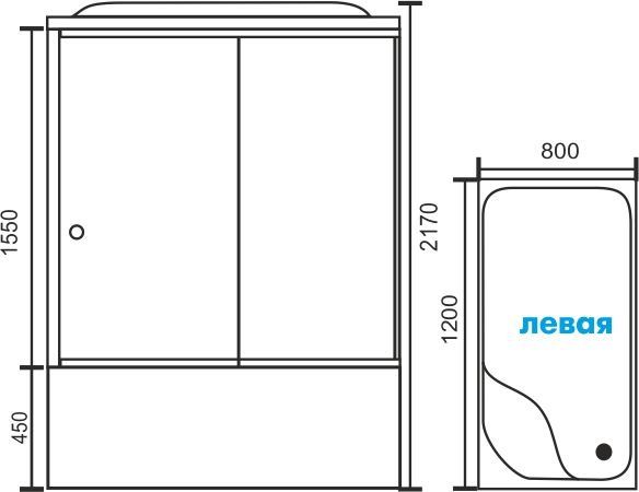 Душевая кабина Royal Bath BP 120х80 L профиль белый стекло матовое RB8120BP1-M-L - 3