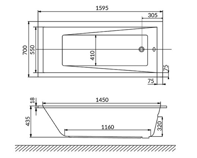 Ванна акриловая WHITECROSS Wave Slim 160x70 белый 0111.160070.100 - 4