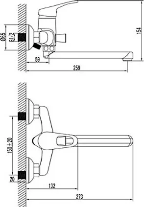 Смеситель для ванны Lemark OMEGA хром  LM3110C - 5