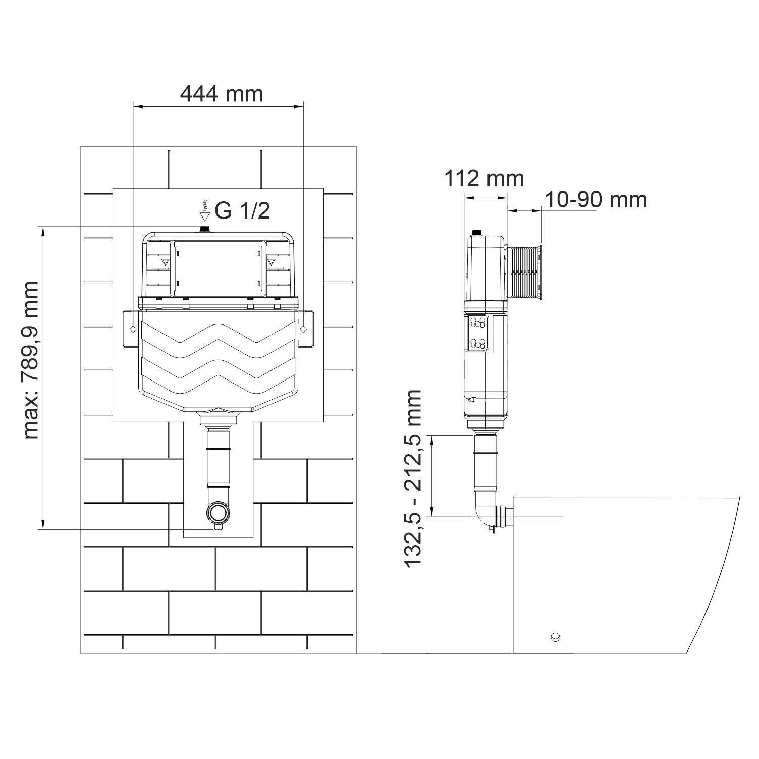 Смывной бачок скрытого монтажа Wasserkraft Aller кнопка смыва никель 10TLT.031.ME.BN01 - 1