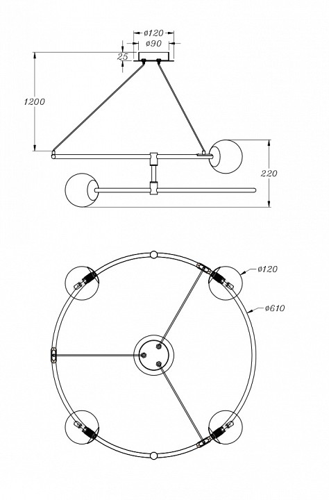 Подвесная люстра Maytoni Balance MOD317PL-04B - 2