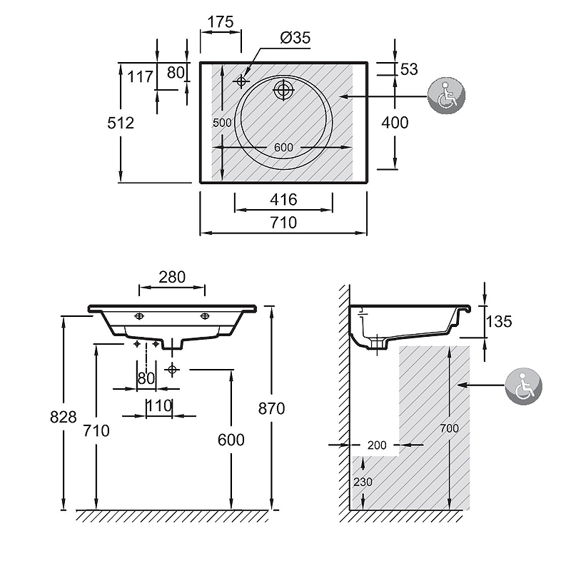 Раковина мебельная Jacob Delafon Odeon Rive Gauche 70 белый EXAX112-Z-00 - 1