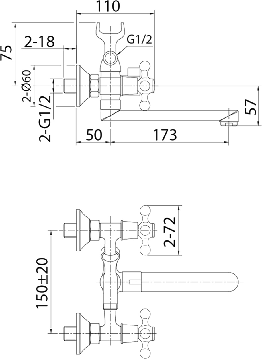 Смеситель Milardo Duplex DUPSB02M02 для ванны с душем - 2