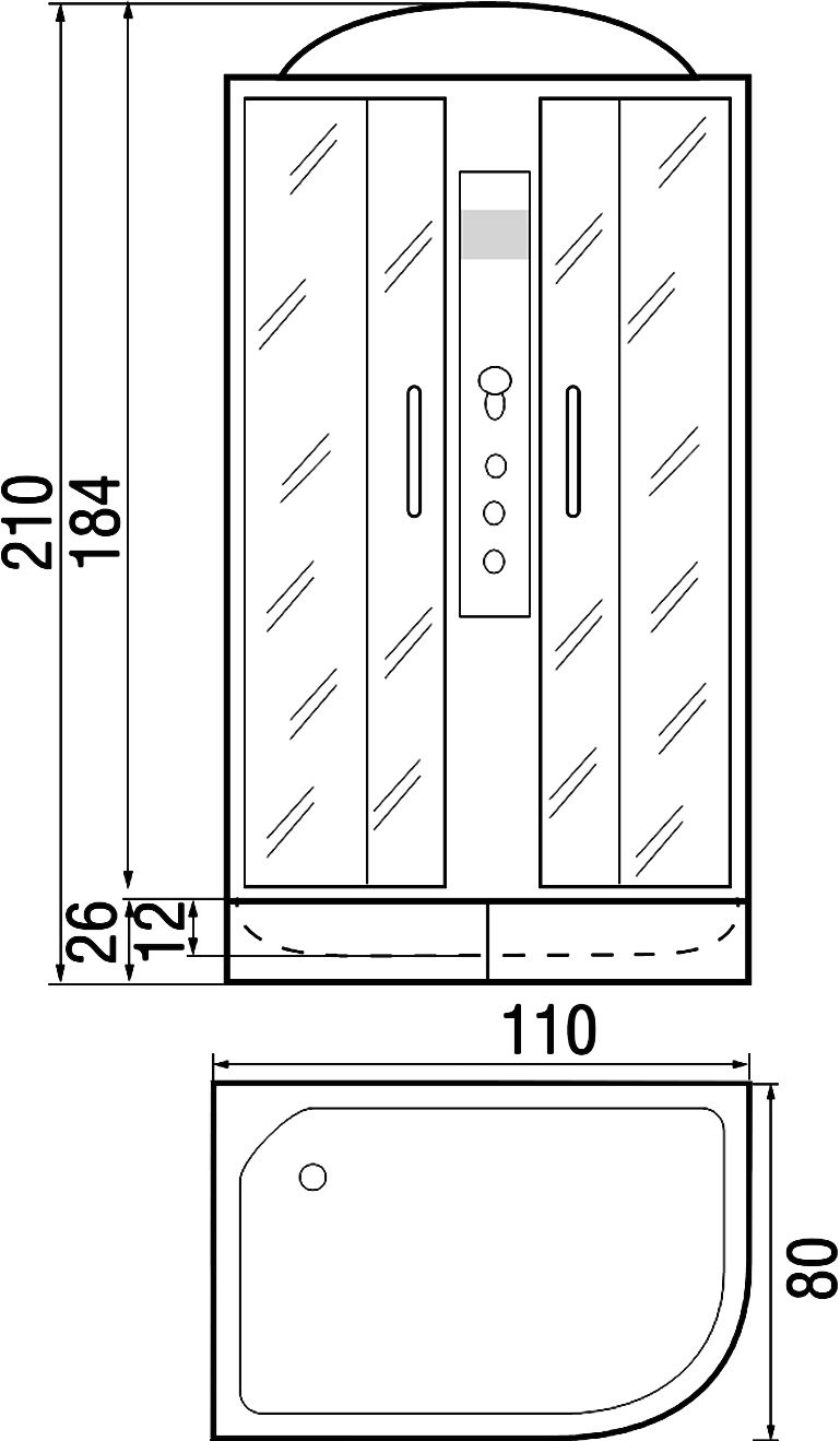 Душевая кабина с поддоном River Dunay 110/80/24 MT L  10000001093 - 2