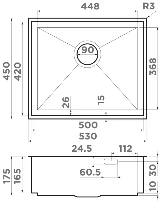 Мойка кухонная Omoikiri Kasen вороненая сталь  4993496 - 2