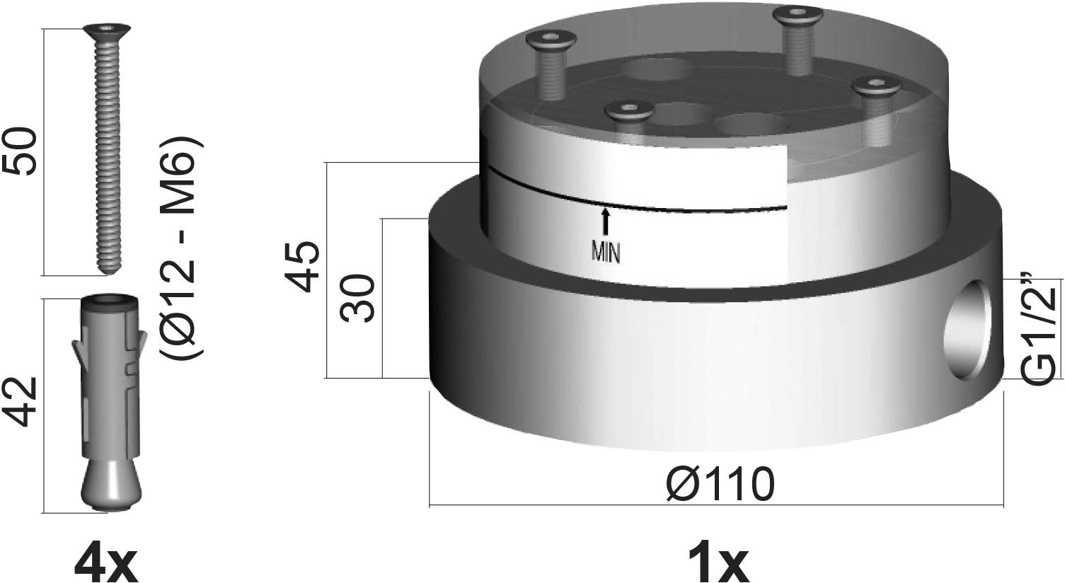 Скрытая часть Paffoni Light LIG030 - 1