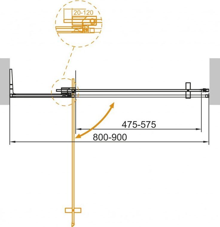 Душевая дверь в нишу Cezares Slider B 1 80/90 C Cr SLIDER-B-1-80/90-C-Cr - 4