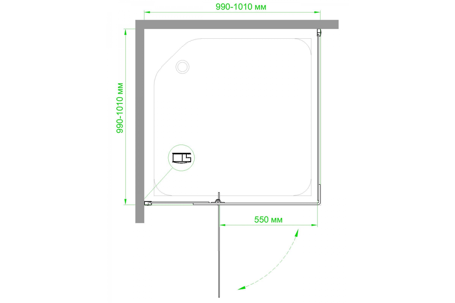 Душевой уголок Royal Bath HPVD 100х100 профиль черный стекло матовое RB100HPVD-C-BL - 3