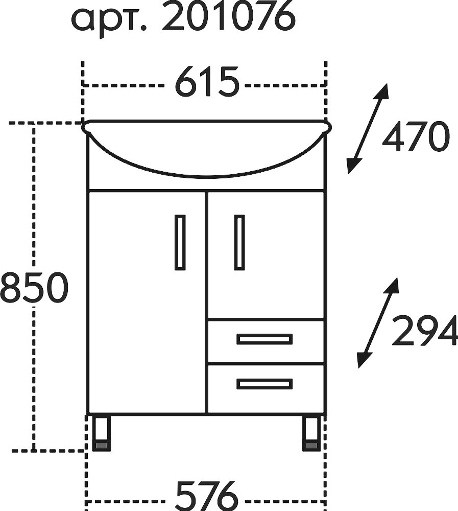 Мебель для ванной СанТа Сити 60 2 двери, 2 ящика - 12