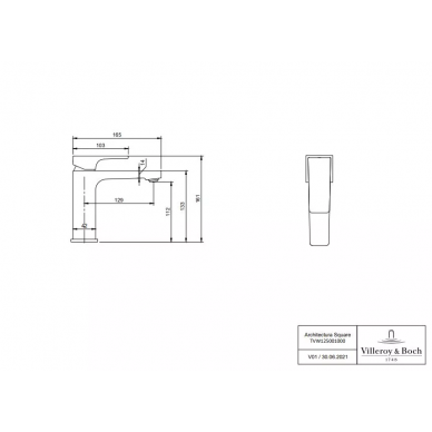 Смеситель для ванной Villeroy&Boch Architectura Square золото TVW12500400076 - 2