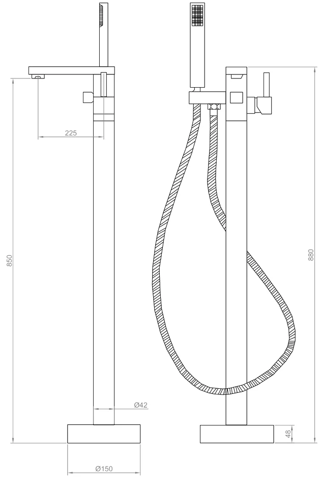 Смеситель напольный для ванны RGW Shower Panels черный матовый 511405350-04 - 3