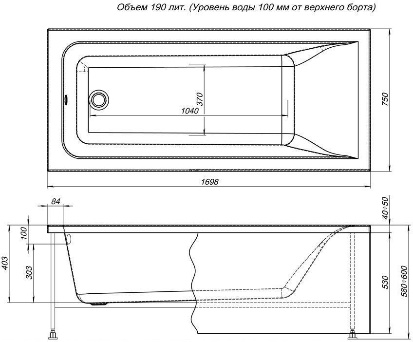 Акриловая ванна Aquanet Bright 170x75 232982 - 2